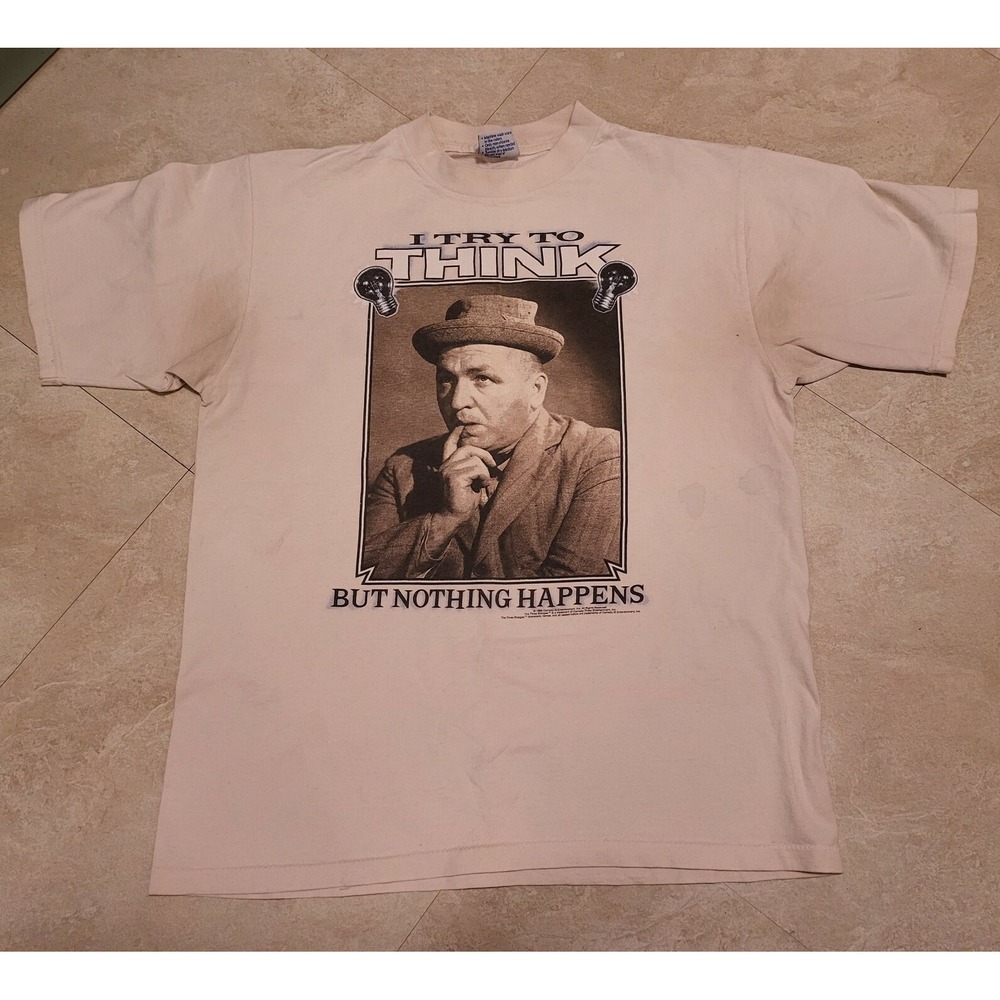 Vintage 90s The 3 Three Stooges Curly Funny USA Made T Shirt Size L Large